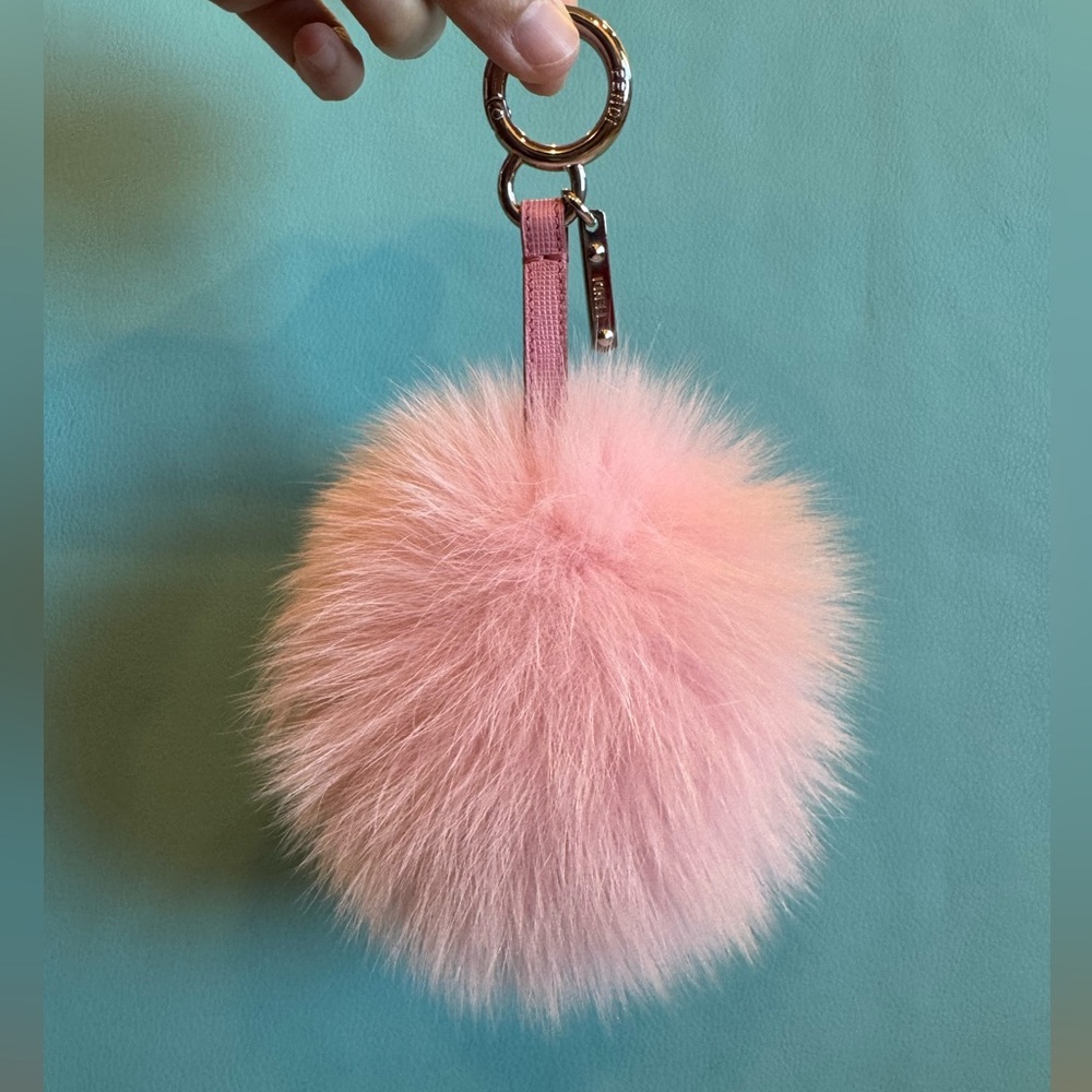 FENDI Fox Fur Pom Pom Bag Charm in Pink